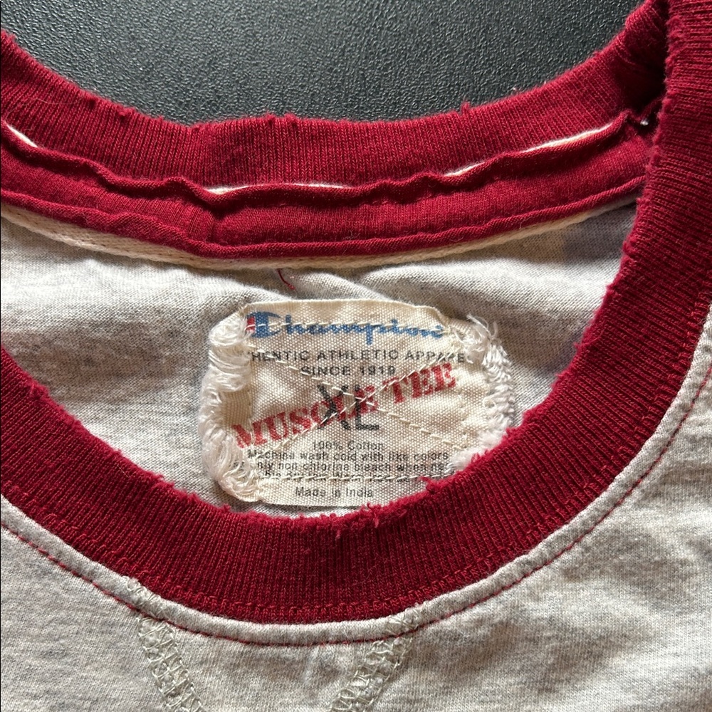 Champion Red and White Crew Neck Tee